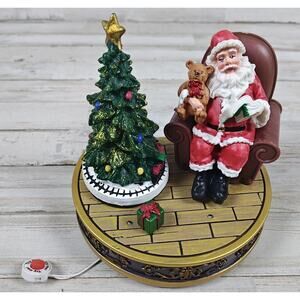 CHRISTMAS Animated Talking Storytelling SANTA w/Gift & LED Rotating Tree